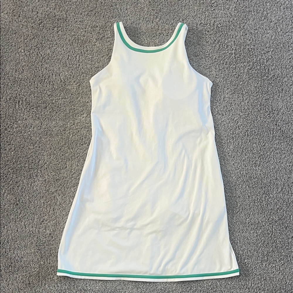 Kyodan White Tank Dress with Green Trim